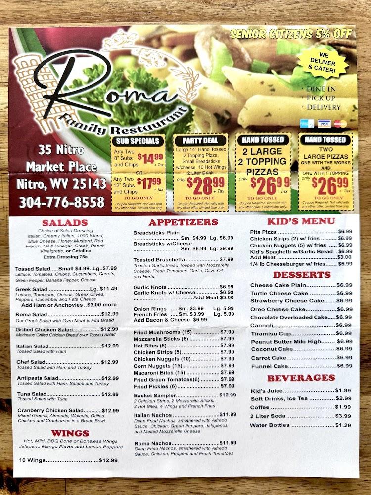Roma Family Restaurant Menu image 1